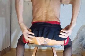 A can of lemonade in an anal cunt