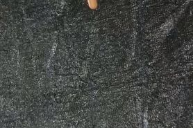 Practicing holding it in the mouth with a toy stick