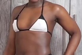 Thong bikini ebony bald