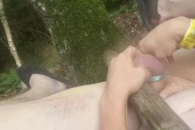 a man self ballbusting outside 1957