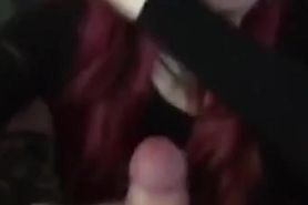 Redhead sucks cock