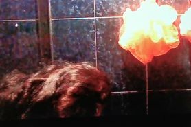 Laura taking a shower