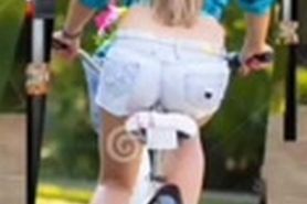 Naked girls on bicycle