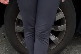 candid girl in black sweatpants