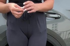 candid girl in black sweatpants