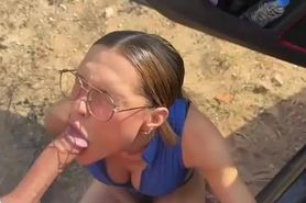 Horny slut takes hard anal and pussy pounding outdoor l