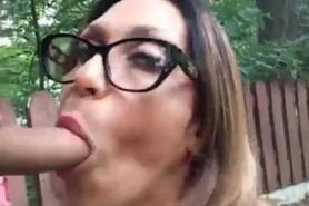 Busty MILF suck cock and takes hard pounding outdoor li