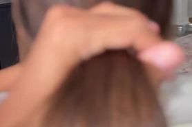 Brushing her sexy fuck hair