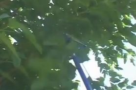 Two gardeners fuck a horny bitch hard garden tools in a