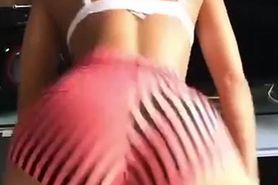 Latina Twerks in Striped Booty Shorts