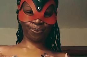 Super Hot Masked Nairobi Ebony Boobs Play
