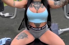 nerdy Asian glasses workout machine