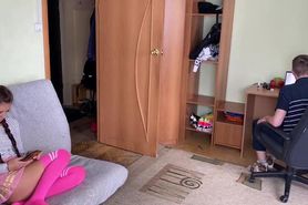 Hot Girl Fucked While Amateur Cuckold Sees Movie