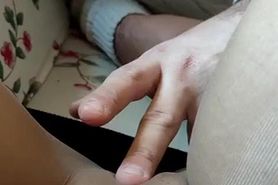 Italian brother clit play thru pantyhose