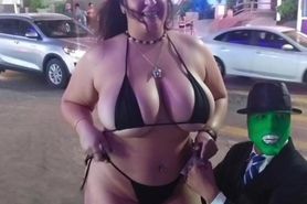 Big Ass BBW Wife in Black Bikini Teasing Husband - Thic
