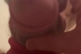Stroking my cock wearing a cock ring