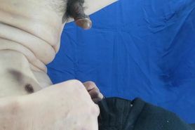 A perverted man who receives his ejaculated sperm with 