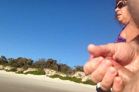 Public erection flasher masturbation beach CFNM