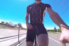 a gay man pissing on biking outside 5520