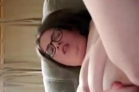 Emily cums on pink dildo