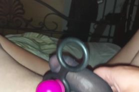 Wanking black nylonsock