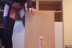 a sissy sit on dildo and cumshot 56720