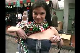 Jennifer Companik flashes her little titties at mardi g