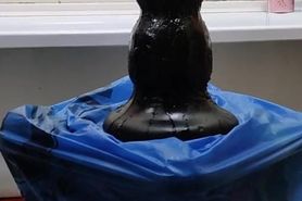 a man sit on huge dildo and cum 9080