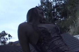 Filthy Asian gang bang with four big black cocks