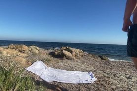 a gay man cum on self at beach 8230