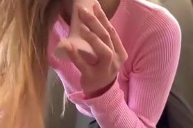 Hot blonde slut show and masturbate in public store