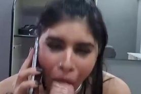 Latina cocksucking on the phone