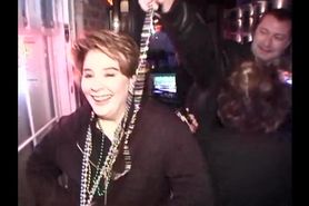 Vicky Kulicke flashes her tits on the balcony at mardi 