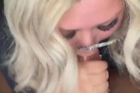 Blonde BBW gets down on BBC