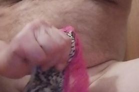 Pink lace leopard panties masturbating and cumming