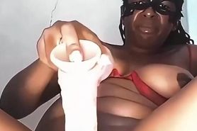 Super Hot Masked Nairobi Ebony Dildo Play