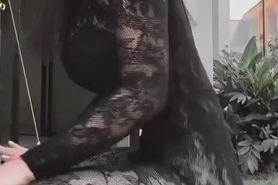 Sexy Latina Babe in Full Black Lace Shaking- Mix
