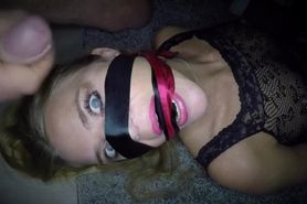 Blonde Babe Enjoys Cumshot in Her Eye