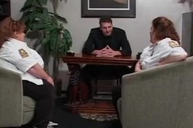 Obese Security Guard Taking Care of Her Boss