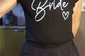 Anal slut in the kitchen trains her pussy