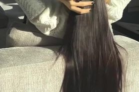 Cum in that silky hair