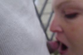 Dallas homeless milf Linsey eats bareback cock for cash