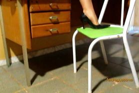 Mature wear n tease in shiny pantyhose