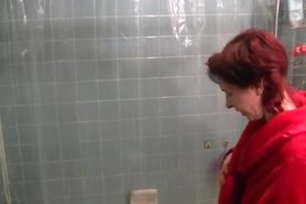 Cute Little Glassed Honey in the Shower