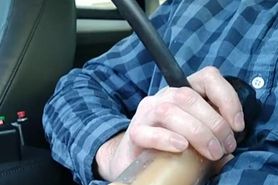a man with machine sucker in car outside 741