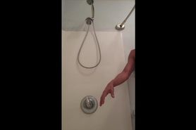 a hot daddy dildo in shower 5384