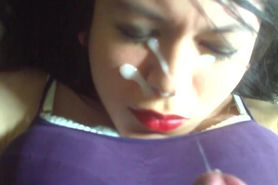 Sissy cum in face