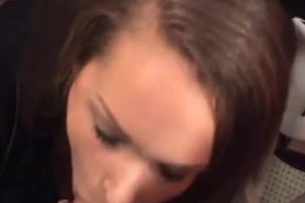 Excited Babe Gives a Sloppy Blowjob in a Shop