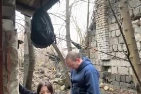 Hot Russian slut gets big facial after hard outdoor pou