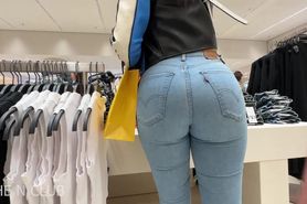 Jeans Ass candid shopping